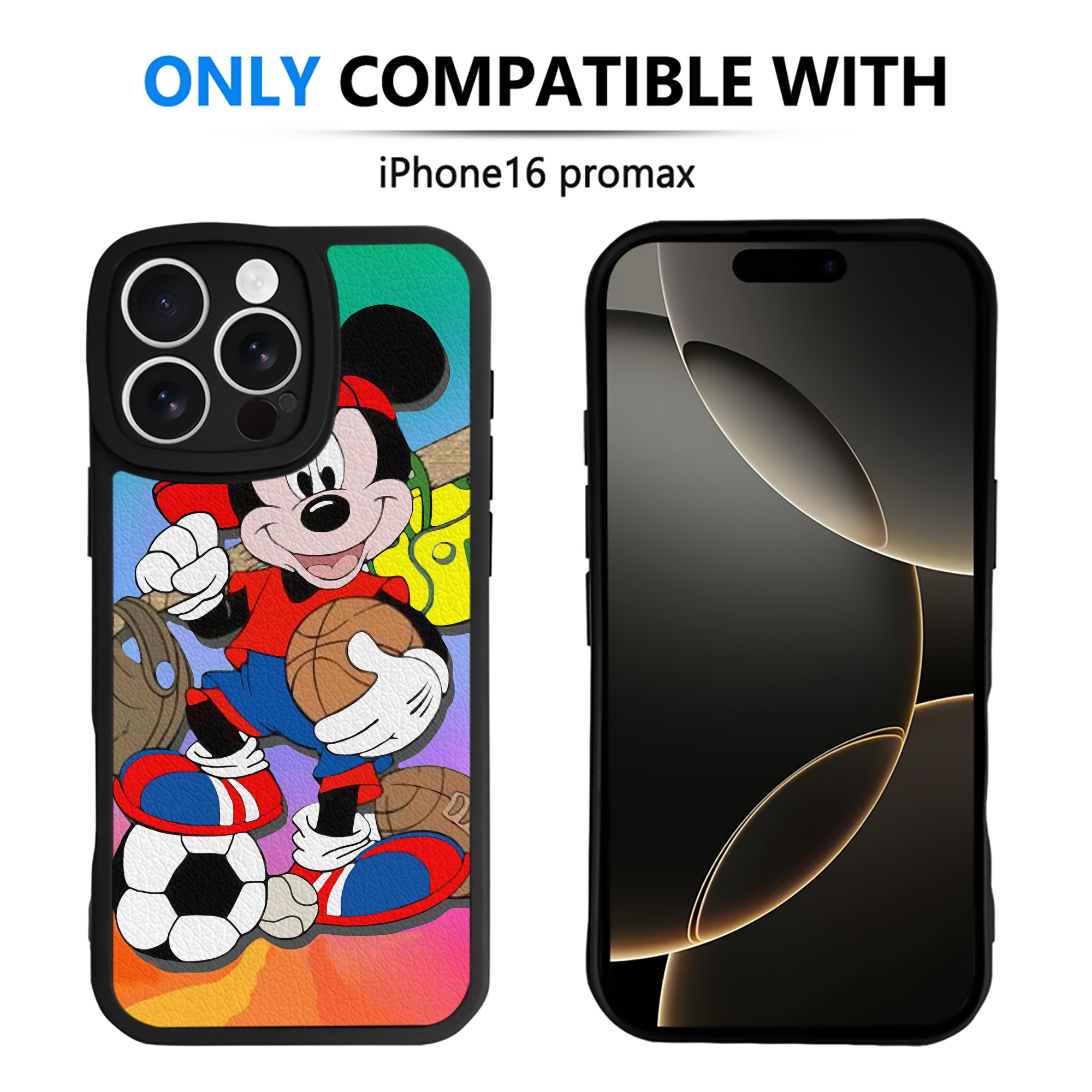 （画像用） ミッキーマウス Mickey Mouse 【iPhone 16シリーズ対応】シリコンスマホケース（レザー調） 材質：シリコン